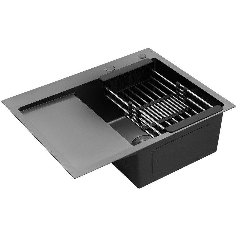 Кухонна раковина Kroner KRP Schwarze - 6350RHM PVD (3,0/1,0 мм)