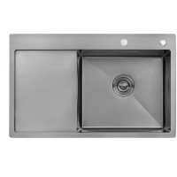 Кухонна раковина Kroner KRP Schwarze - 7849RHM PVD (3,0/1,0 мм)