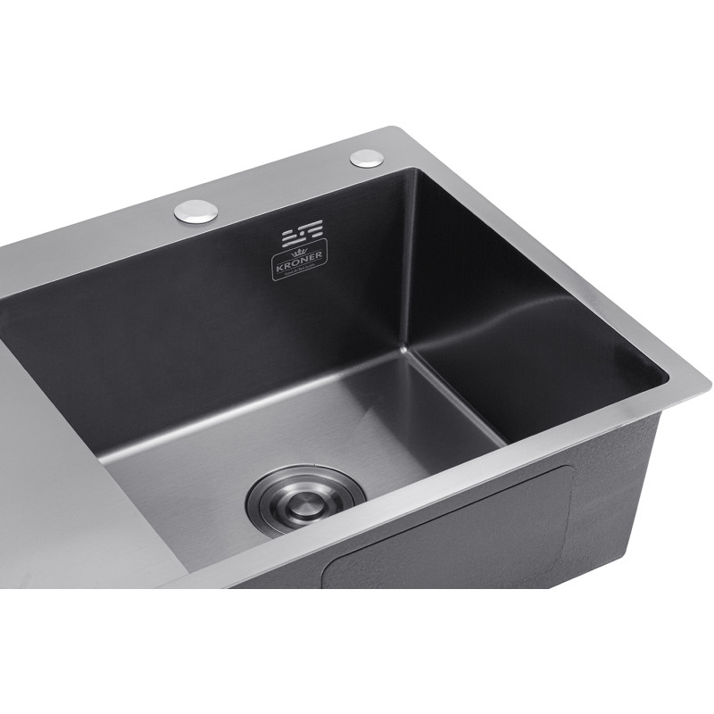 Кухонна раковина Kroner KRP Schwarze - 7849RHM PVD (3,0/1,0 мм)