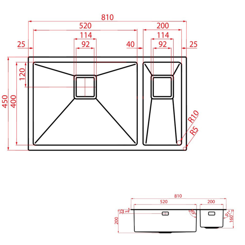 Кухонна мийка WEILOR ALLERHAND WRX DB 8145
