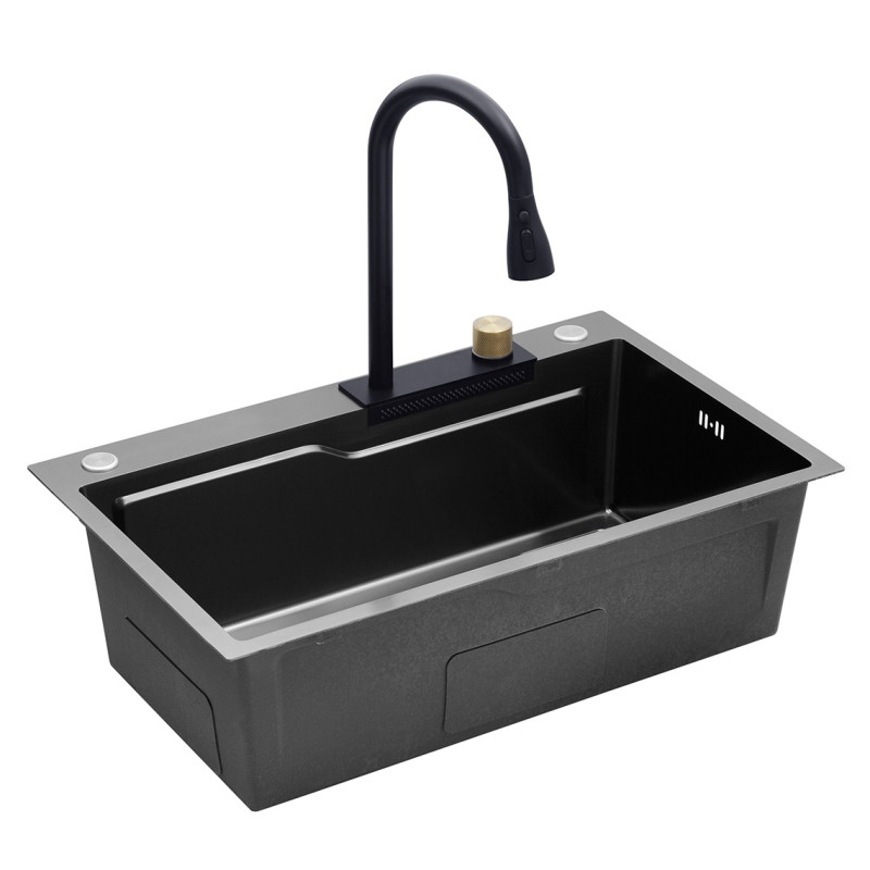 Kroner KRP Schwarze кухонна мийка - Set7546HM PVD (3,0/0,7 мм)