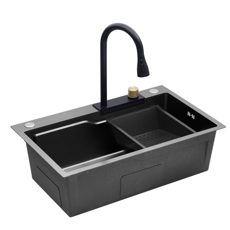 Kroner KRP Schwarze кухонна мийка - Set7546HM PVD (3,0/0,7 мм)