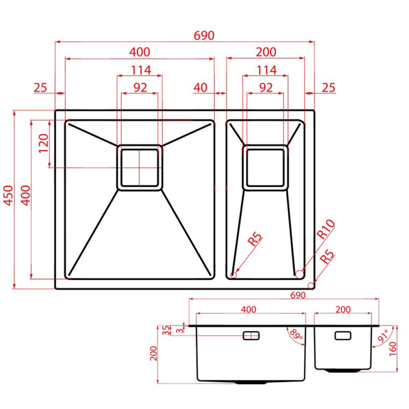 Кухонна мийка WEILOR ALLERHAND WRX DB6945