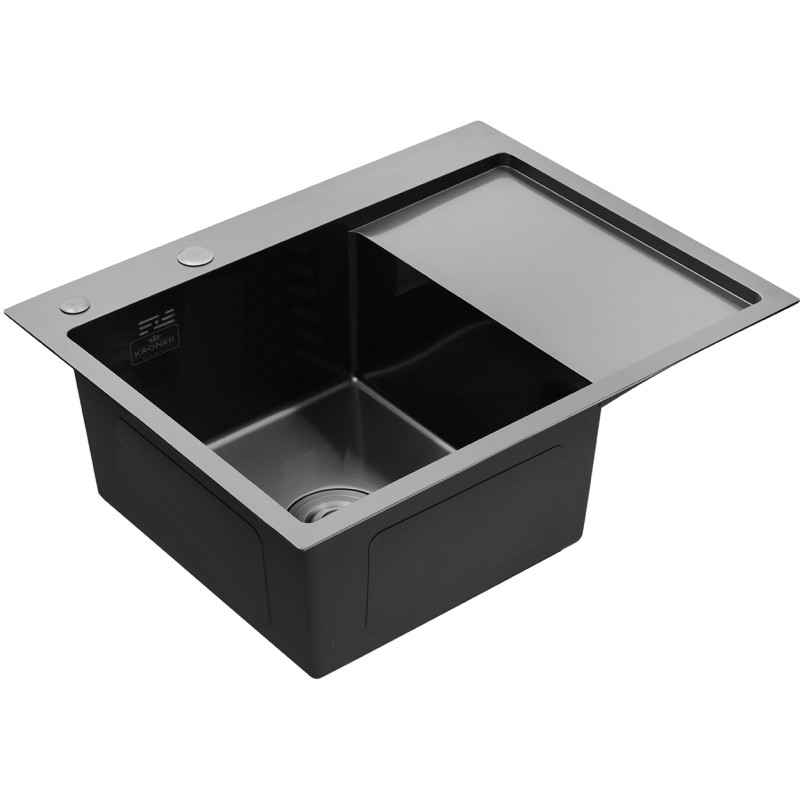 Кухонна раковина Kroner KRP Schwarze - 6350LHM PVD (3,0/1,0 мм)