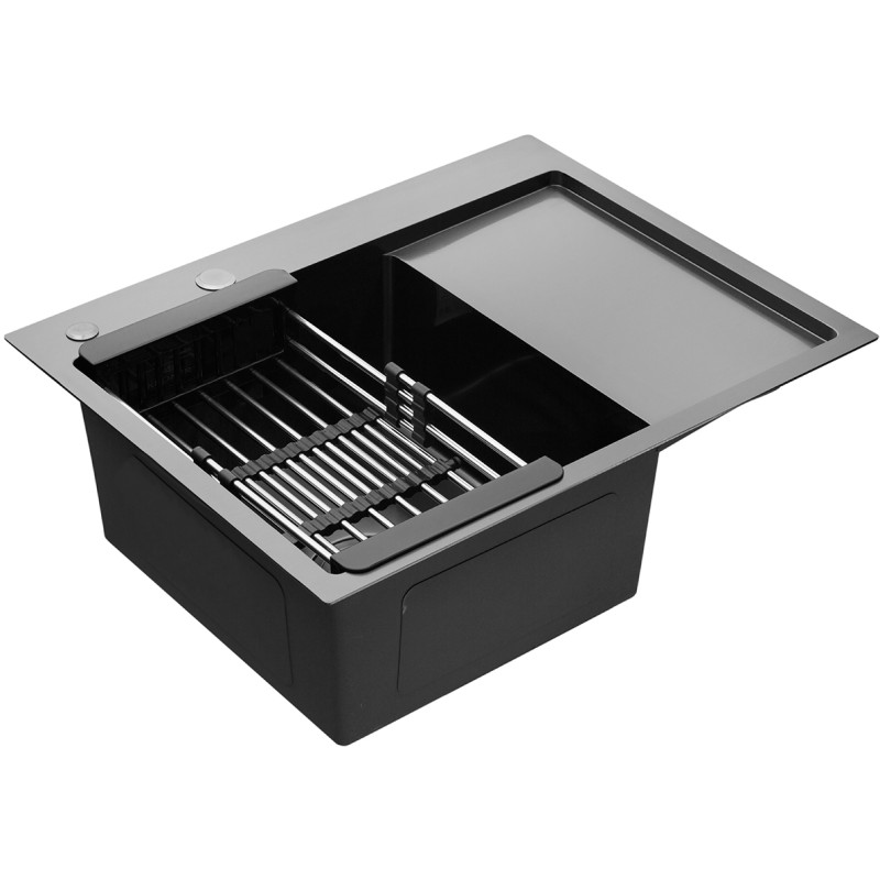 Кухонна раковина Kroner KRP Schwarze - 6350LHM PVD (3,0/1,0 мм)