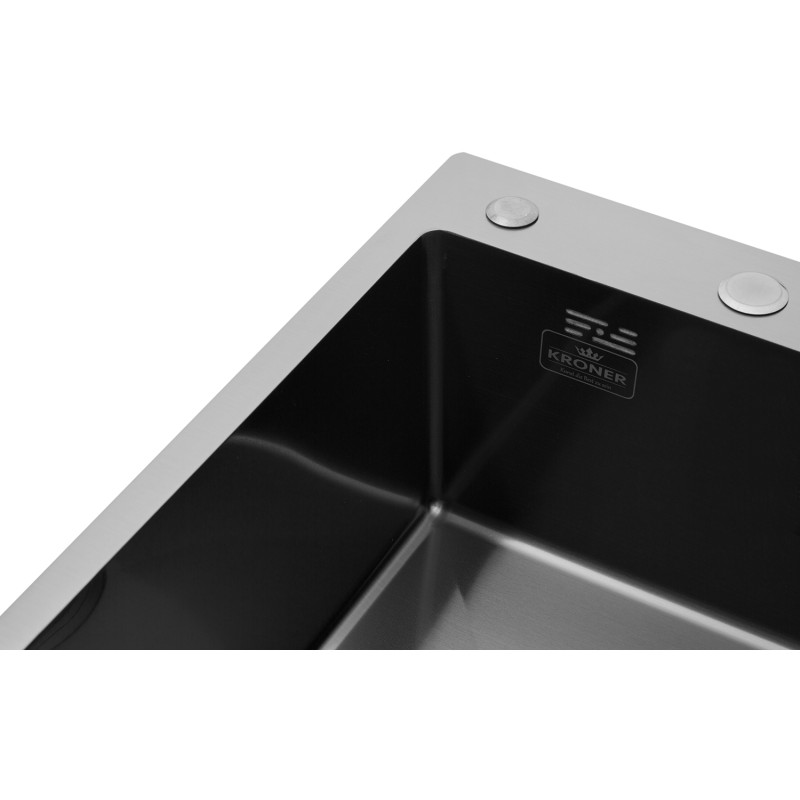 Кухонна раковина Kroner KRP Schwarze - 6350LHM PVD (3,0/1,0 мм)
