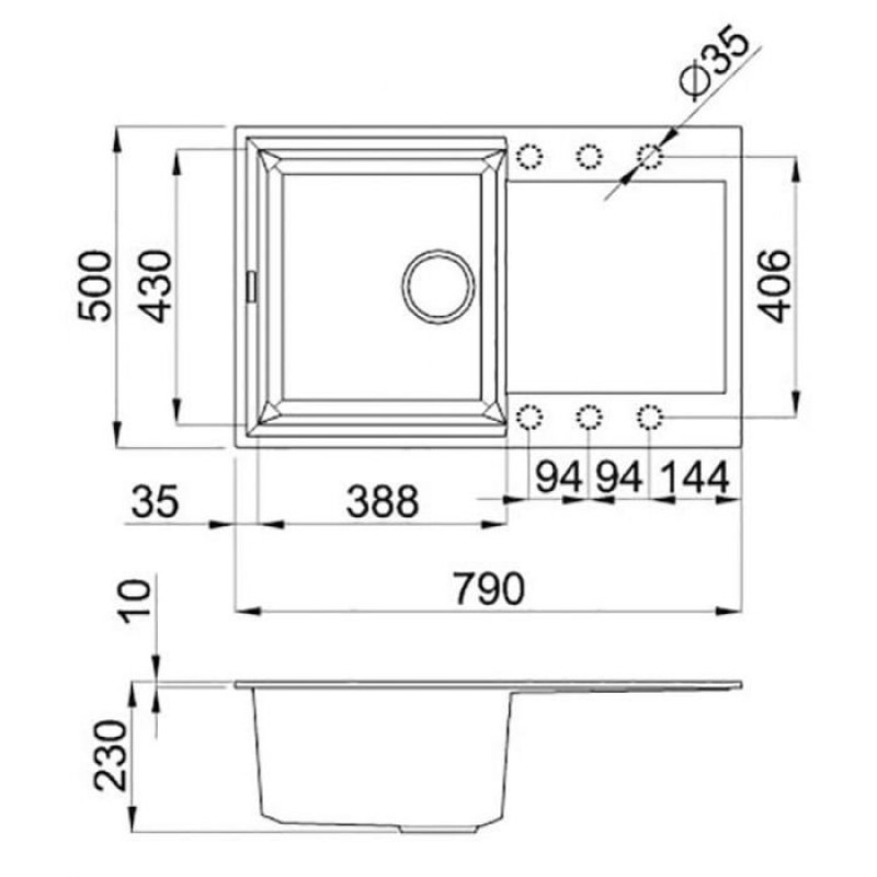 Кухонна мийка граніт ELLECI Easy 300 Titano 68