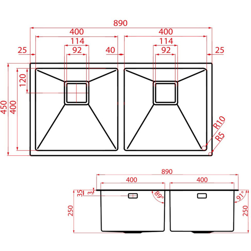 Кухонна мийка WEILOR ERNST WRD TB8945