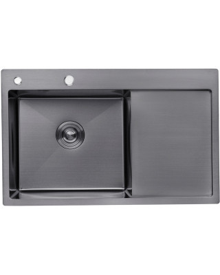 Кухонна мийка Kroner KRP Schwarze - 7849LHM PVD (3,0/1,0 мм)