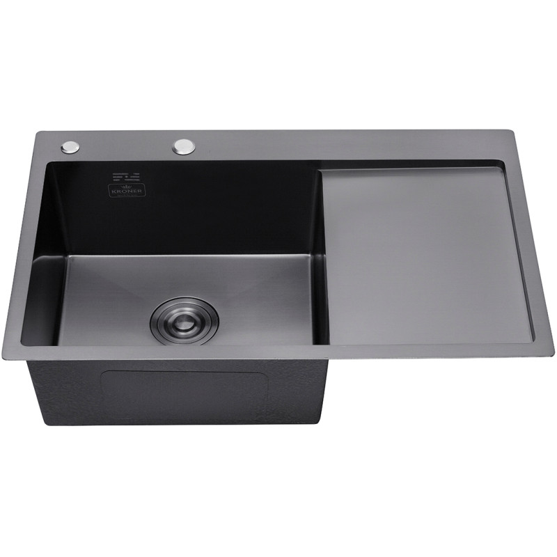 Кухонна мийка Kroner KRP Schwarze - 7849LHM PVD (3,0/1,0 мм)