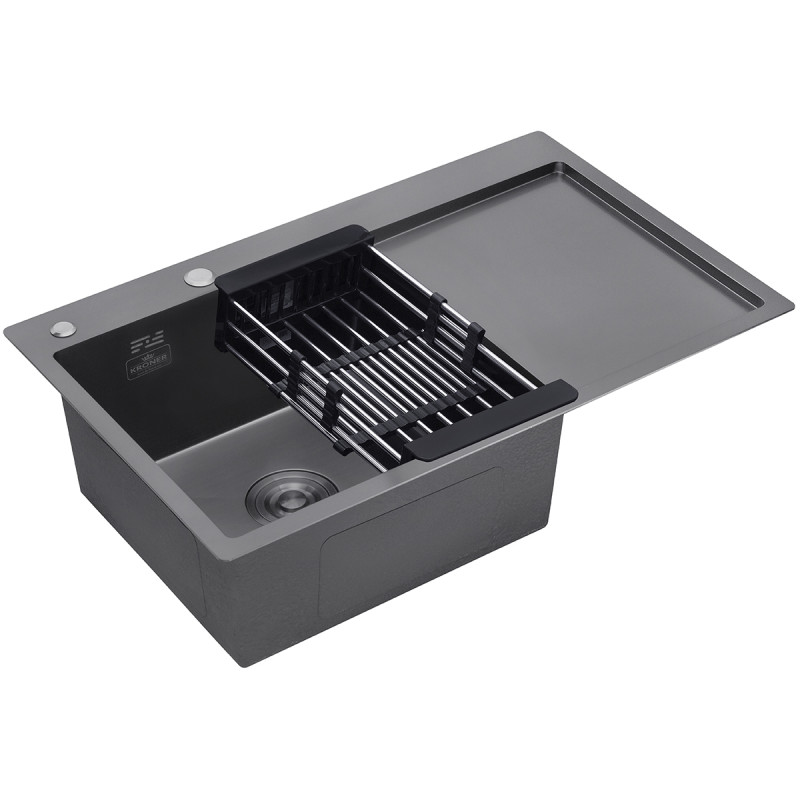 Кухонна мийка Kroner KRP Schwarze - 7849LHM PVD (3,0/1,0 мм)