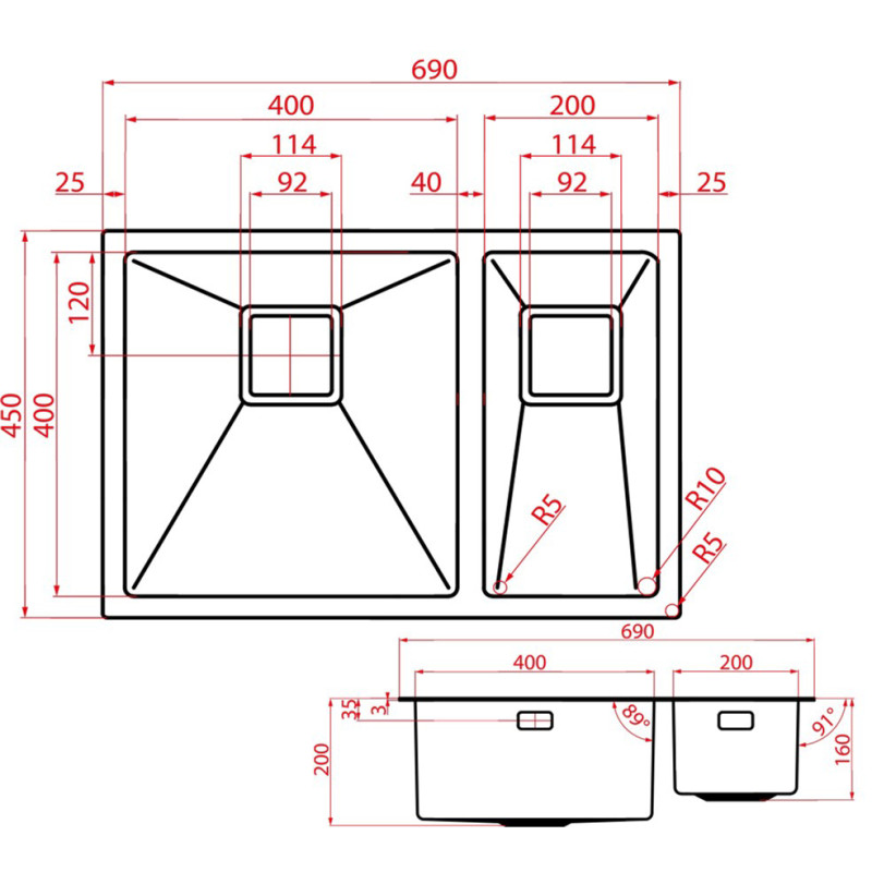 Кухонна мийка WEILOR FILIGRAN WRC DB6945 GRAPHIT