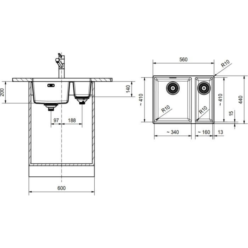 Мийка кухонна Franke Sirius SID 160 чорний (144.0649.563)
