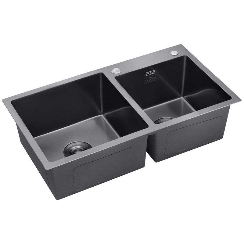 Кухонна раковина Kroner KRP Schwarze - 7843ZHM PVD (3,0/1,0 мм)