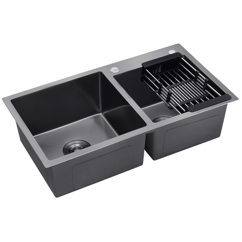 Кухонна раковина Kroner KRP Schwarze - 7843ZHM PVD (3,0/1,0 мм)