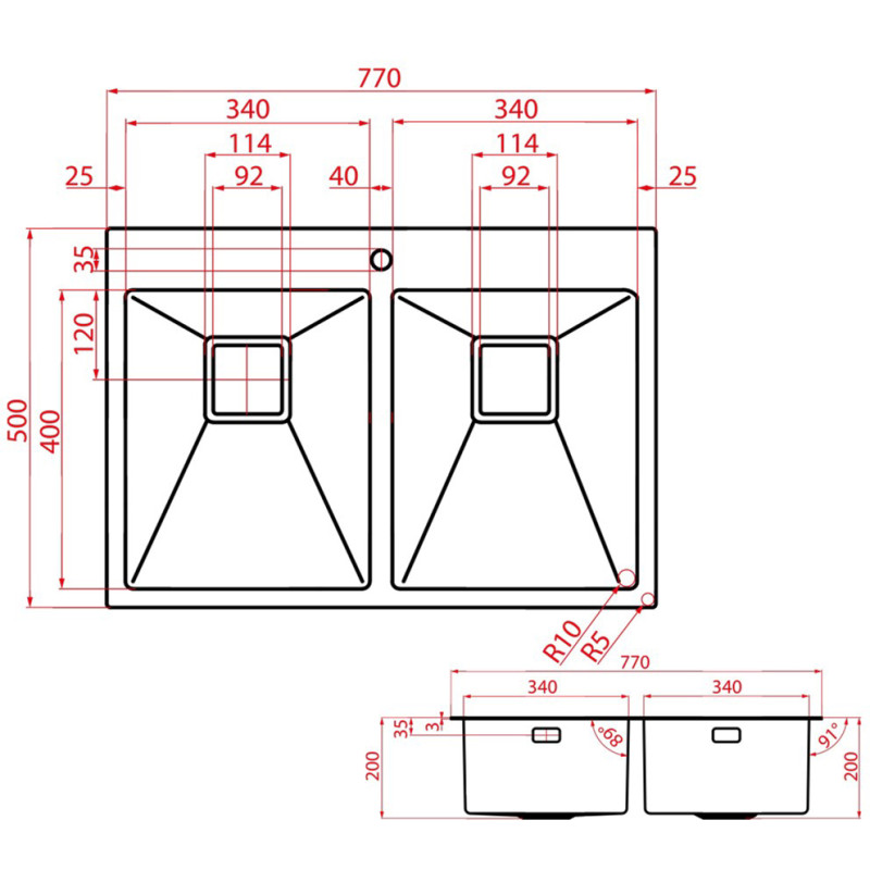Кухонна мийка WEILOR IMMER WRT TB7750