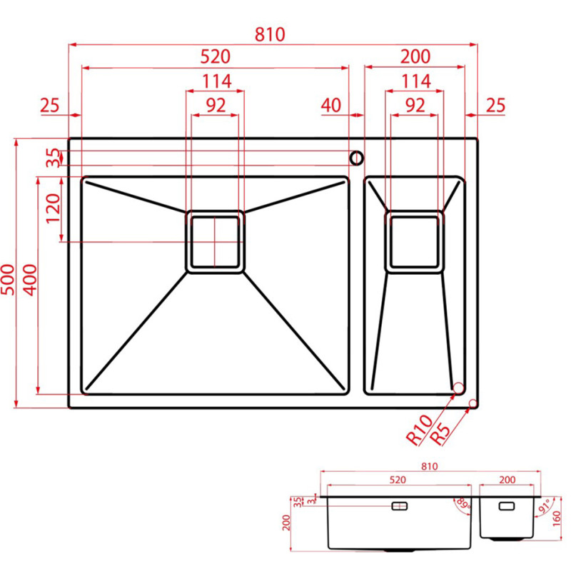 Кухонна мийка WEILOR IMMER WRT DB8150