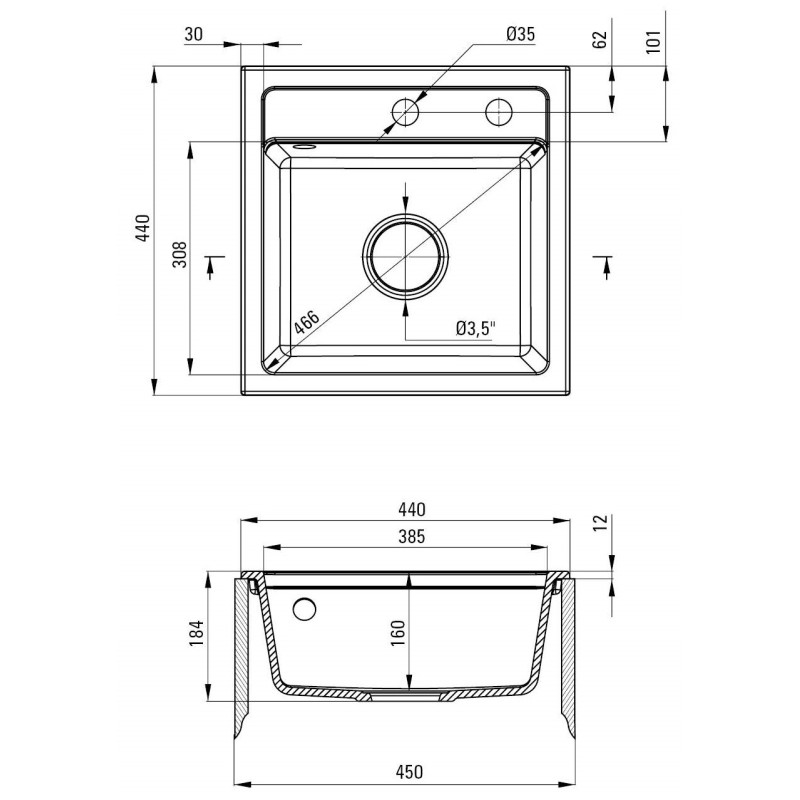 Кухонна мийка Deante Zorba чорний ZQZ N103