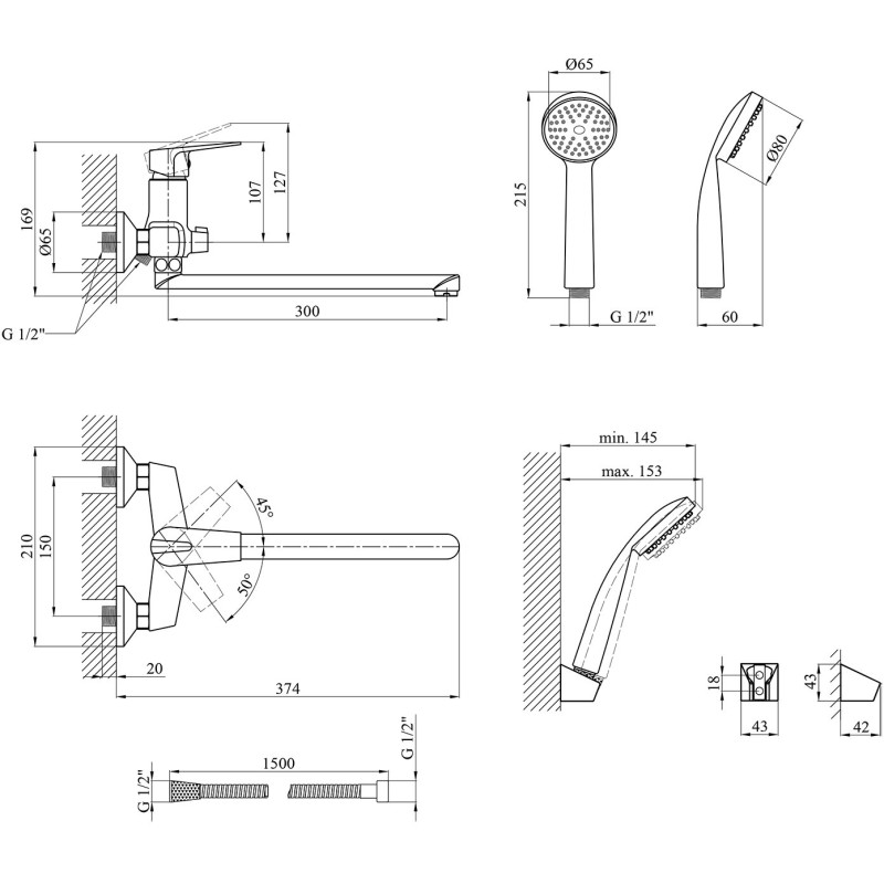 Змішувач для ванни Kroner KRM Odra C070