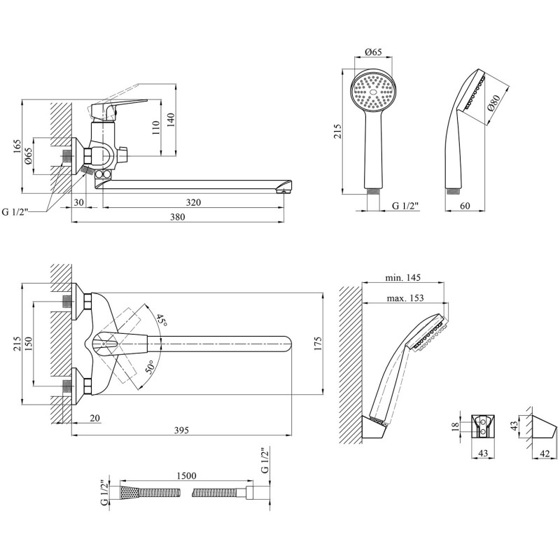 Змішувач для ванни Kroner KRM Odra C071