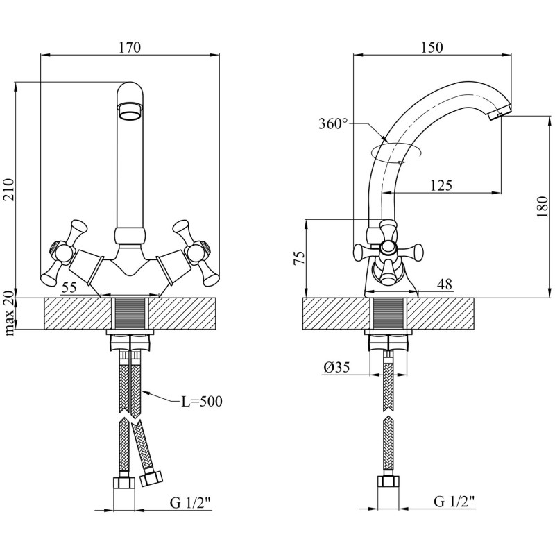 Змішувач для кухні Kroner KRM Rhein - C031