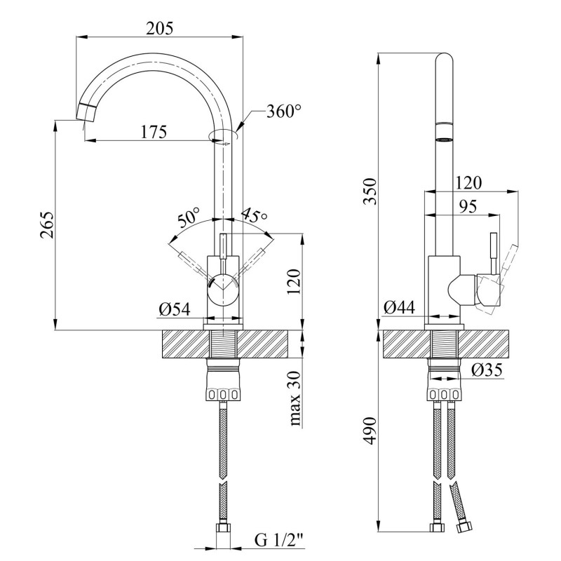 Змішувач для кухні Kroner KRP Edelstahl Klassisch - COL035