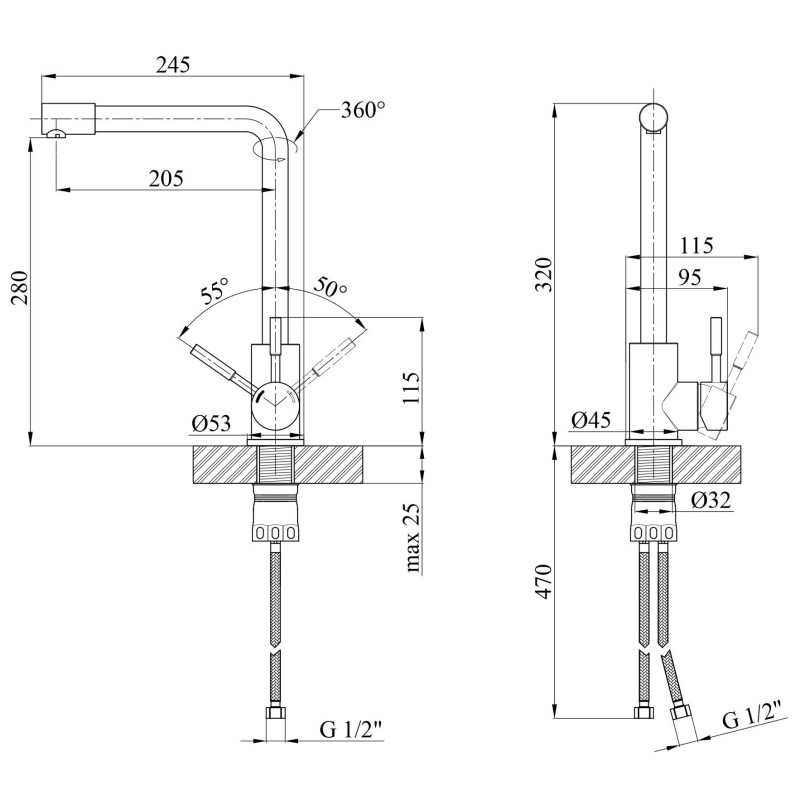Змішувач для кухні Kroner KRP Edelstahl Klassisch - ESG034