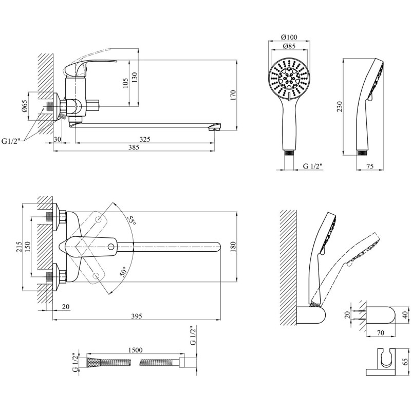 Змішувач для ванни Kroner KRP Konstante C072