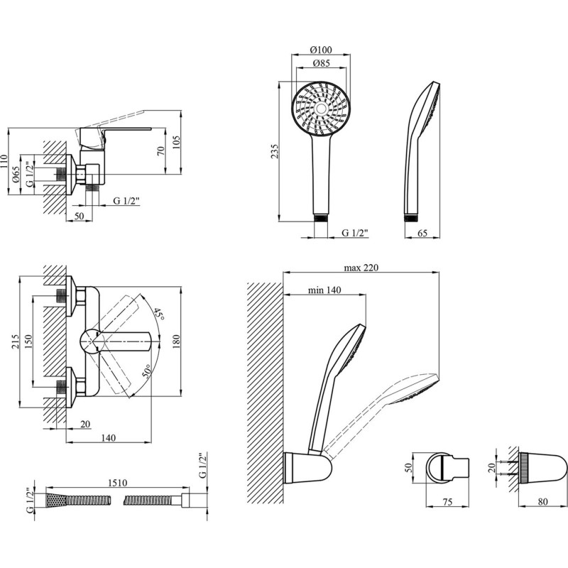 Змішувач для душу Kroner KRP Bremen C050