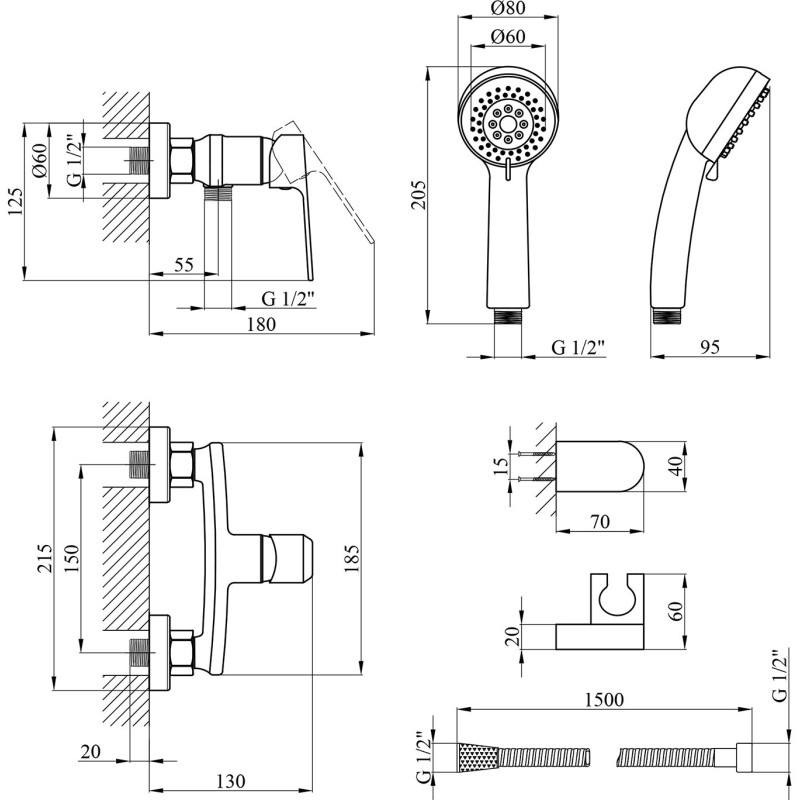 Змішувач для душу Kroner KRP Dorn C050