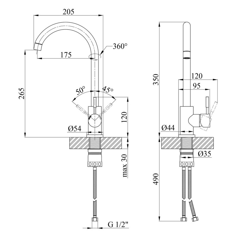 Змішувач для кухні Kroner KRP Edelstahl Klassisch - WEI035