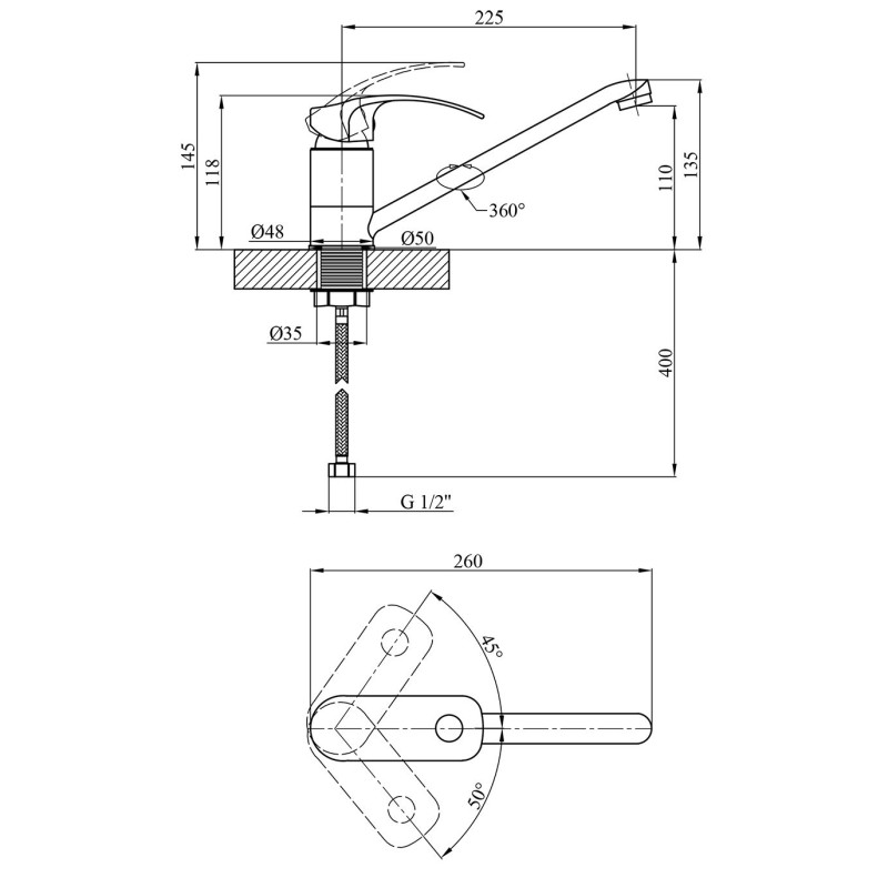 Змішувач для кухні Kroner KRP Konstante - C030