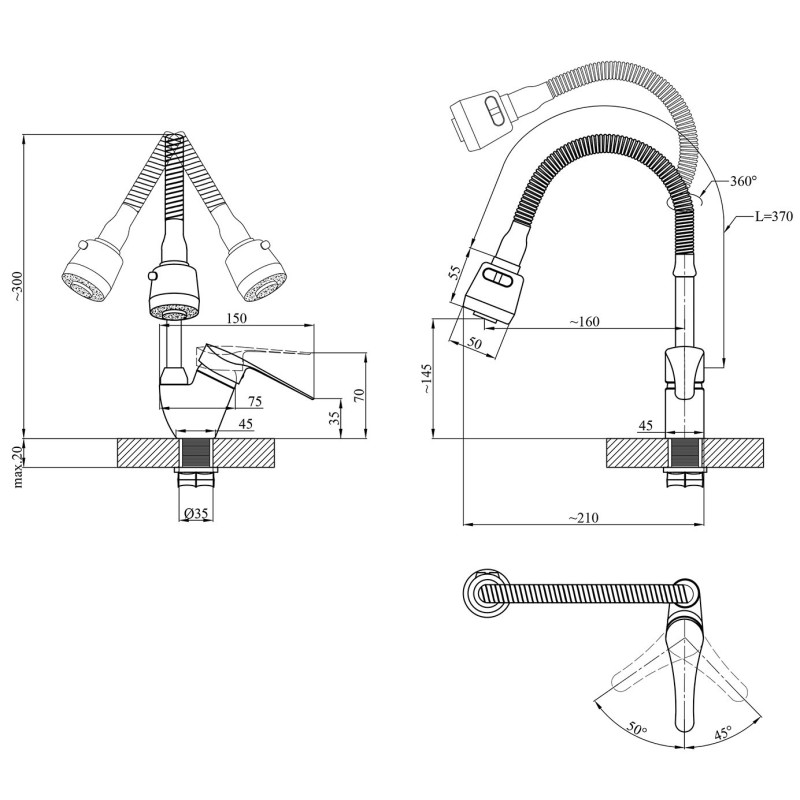 Змішувач для кухні Agua Sevilla - C039