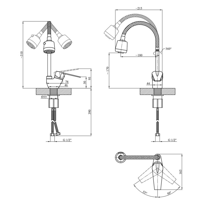 Змішувач для кухні Kroner KRM Odra - C038-1