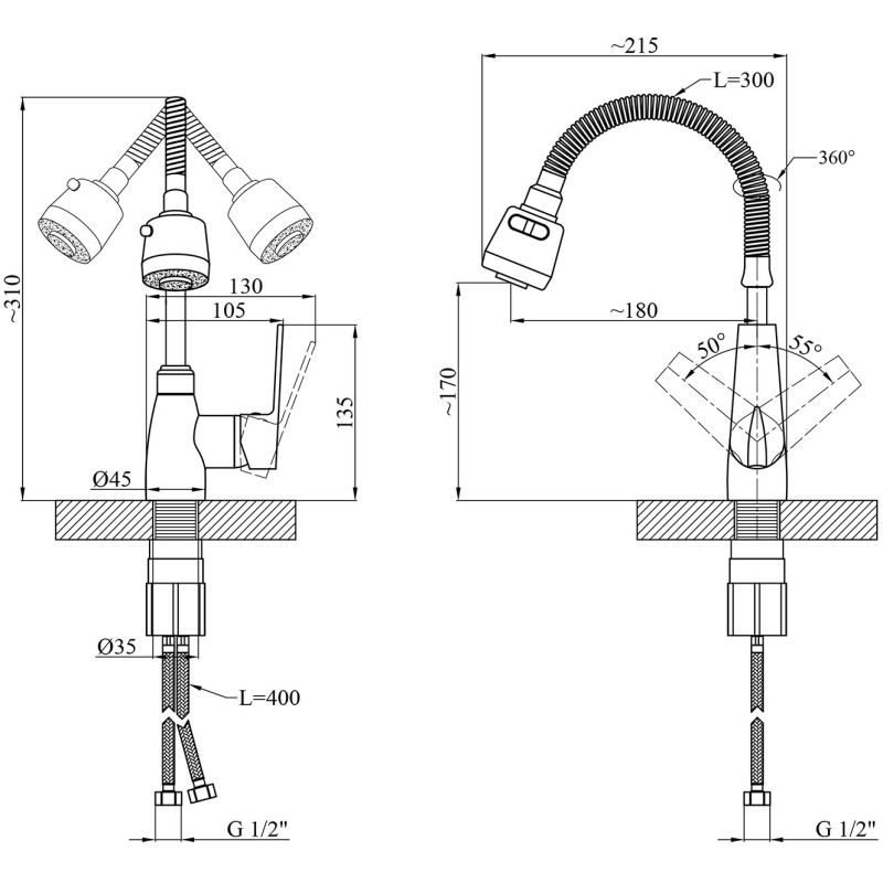 Змішувач для кухні Kroner KRM Odra - C039-1