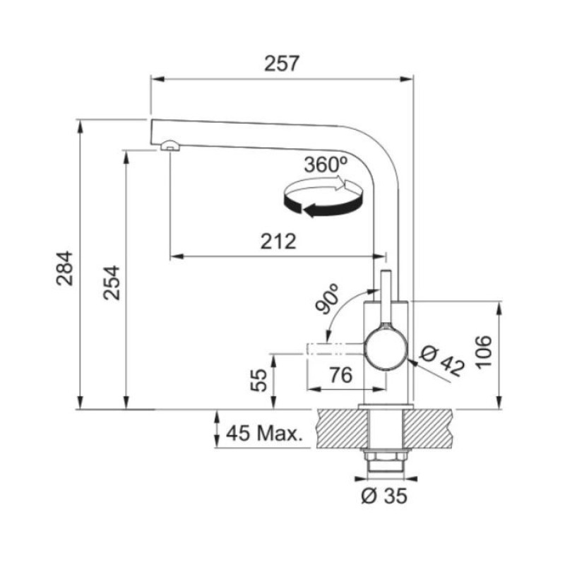 Змішувач Franke Lina L Shape (115.0728.480) сірий камінь