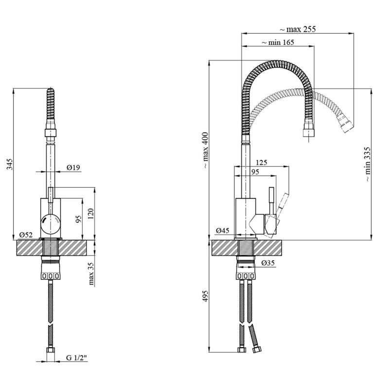 Змішувач для кухні Kroner KRP Edelstahl Klassisch - ESG035-1