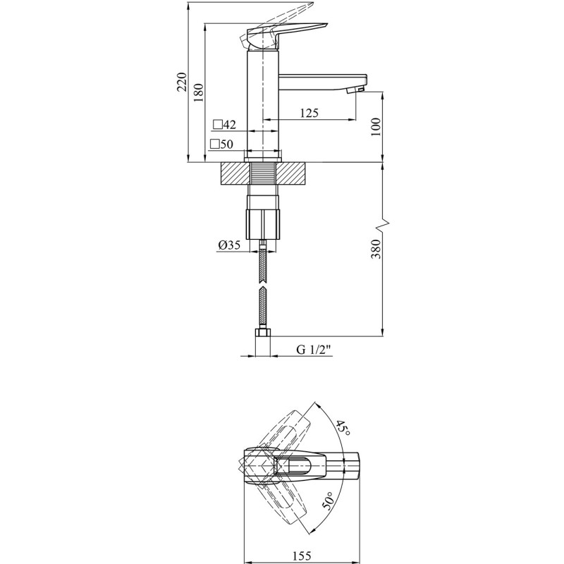 Змішувач для раковини Kroner KRM Kante C010