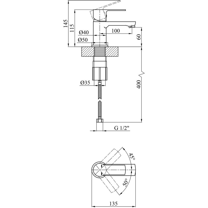 Змішувач для раковини Kroner KRP Bremen C010