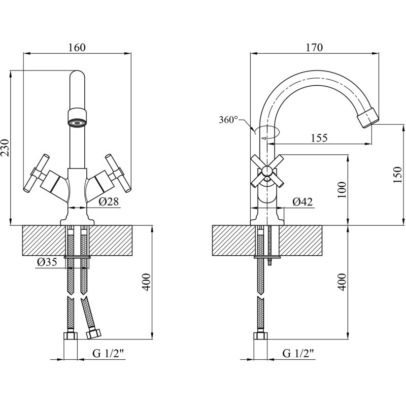 Змішувач для раковини Kroner KRM Aller - C010