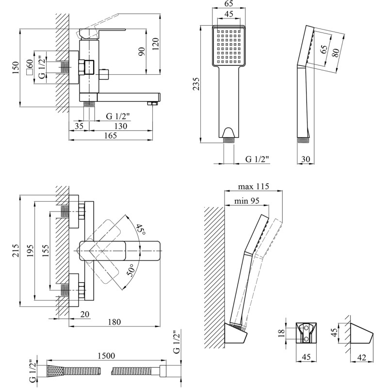 Змішувач для ванни Kroner KRM EMS - C060