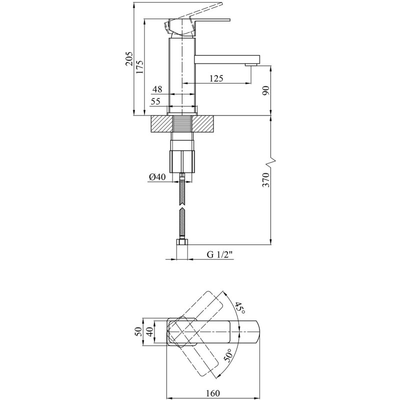 Змішувач для раковини Kroner KRM Ems - C010