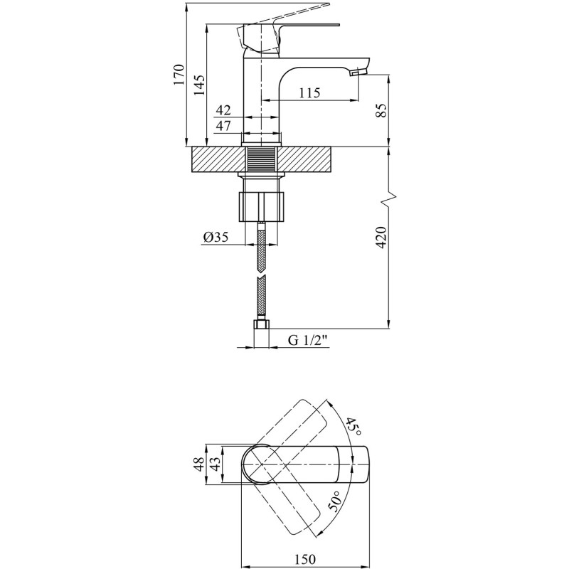 Змішувач для раковини Kroner KRM Fulda - W010