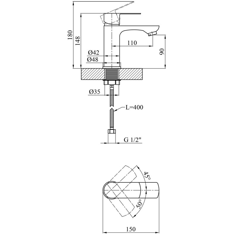 Змішувач для раковини Kroner KRM Main - C010
