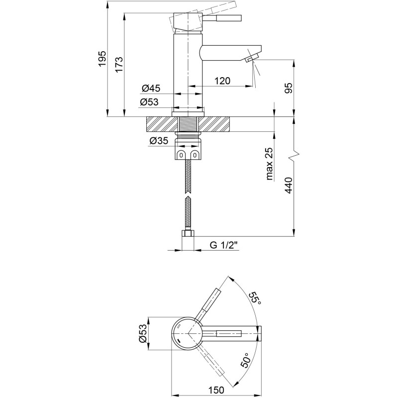 Змішувач для раковини Kroner KRP Edelstahl Klassisch - ESG010