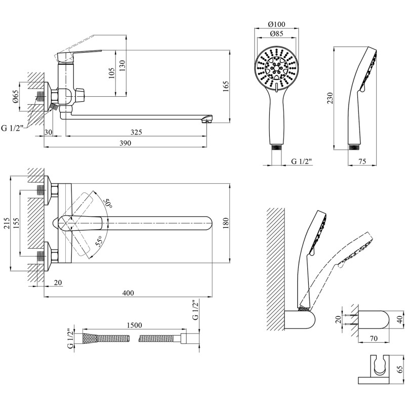Змішувач для ванни Kroner KRP BROECKEN - C070