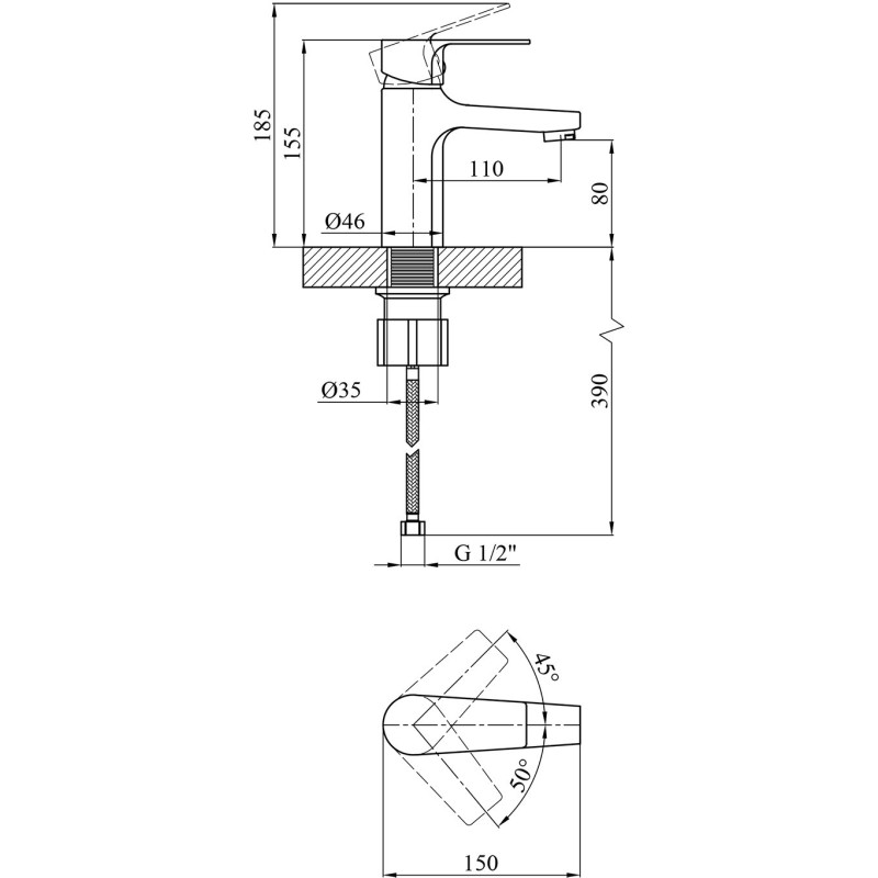 Змішувач для раковини Kroner KRM Oker - C010
