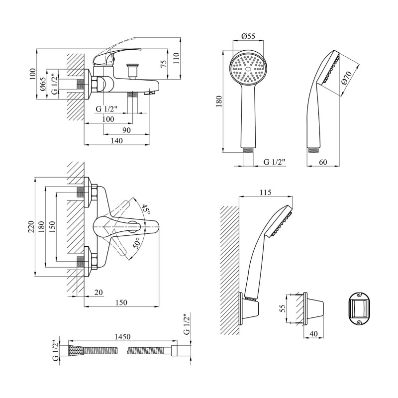 Змішувач для ванни Agua Leon - C060