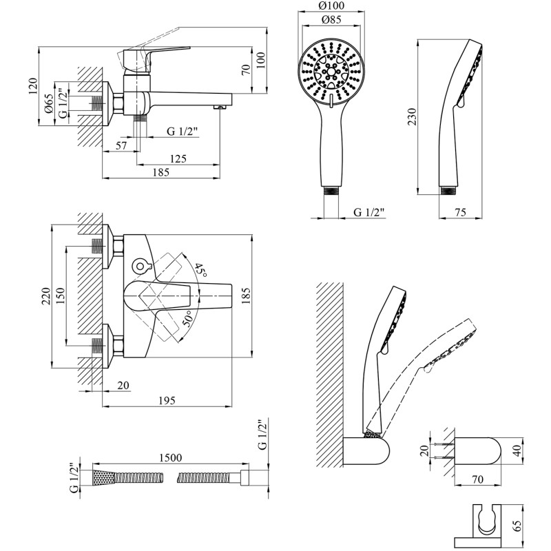 Змішувач для ванни Kroner KRP Enzo - C060