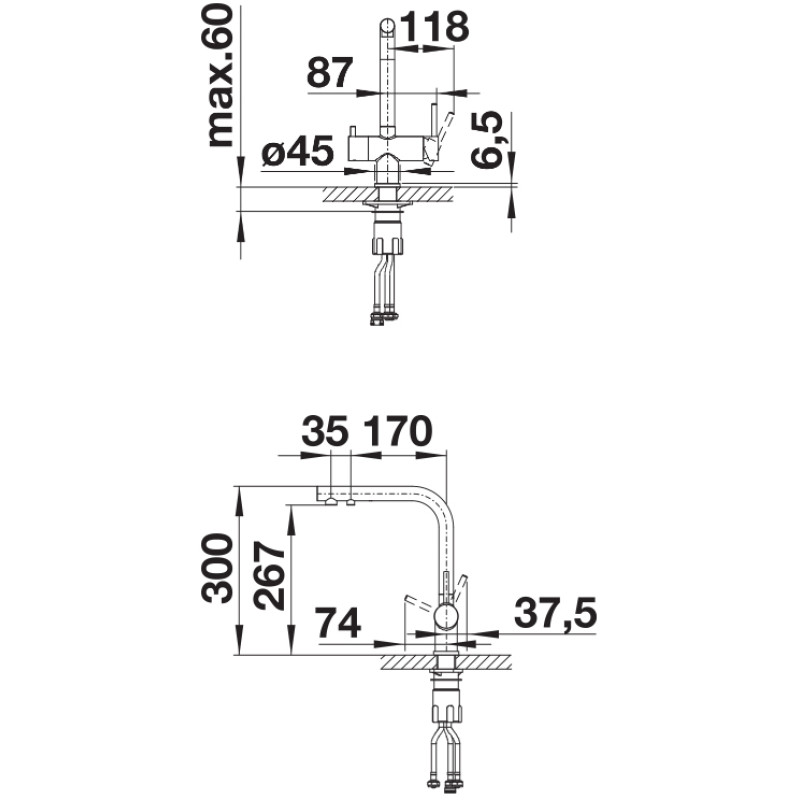 Змішувач для кухонного миття Blanco FONTAS II 523128